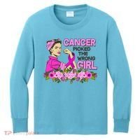 Breast Cancer Awareness Cancer Picked The Wrong Girl Warrior Kids Long Sleeve Shirt thumb 0