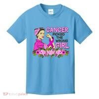 Breast Cancer Awareness Cancer Picked The Wrong Girl Warrior Kids T-Shirt thumb 0