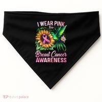 Breast Cancer Awareness Hummingbird Sunflower USA-Made Doggie Bandana thumb 0