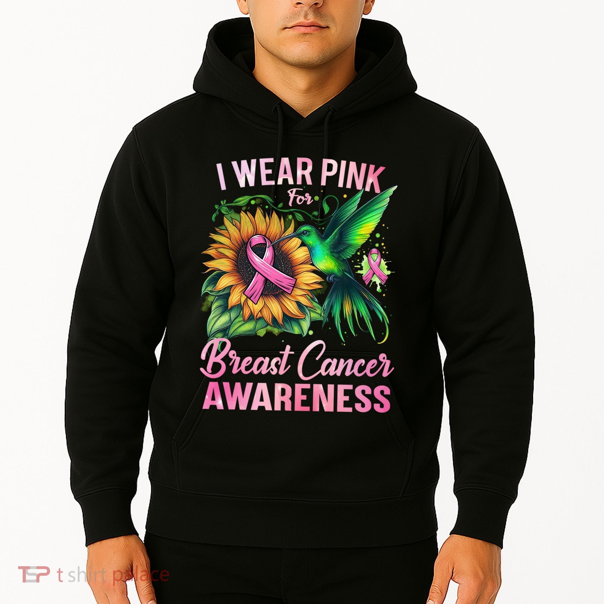Breast Cancer Awareness Hummingbird Sunflower Hoodie