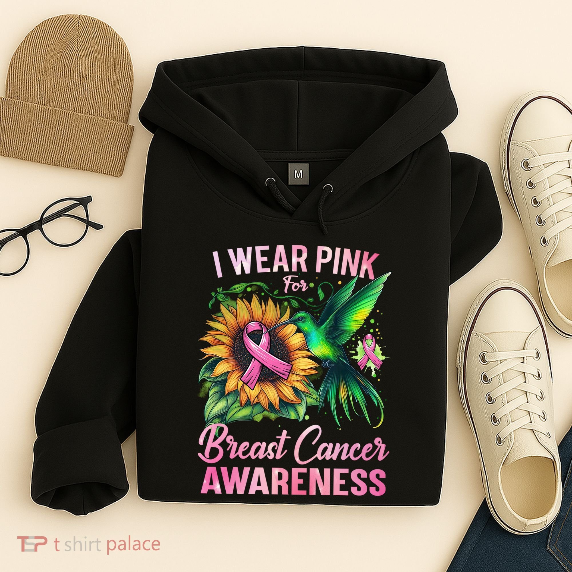 Breast Cancer Awareness Hummingbird Sunflower Hoodie