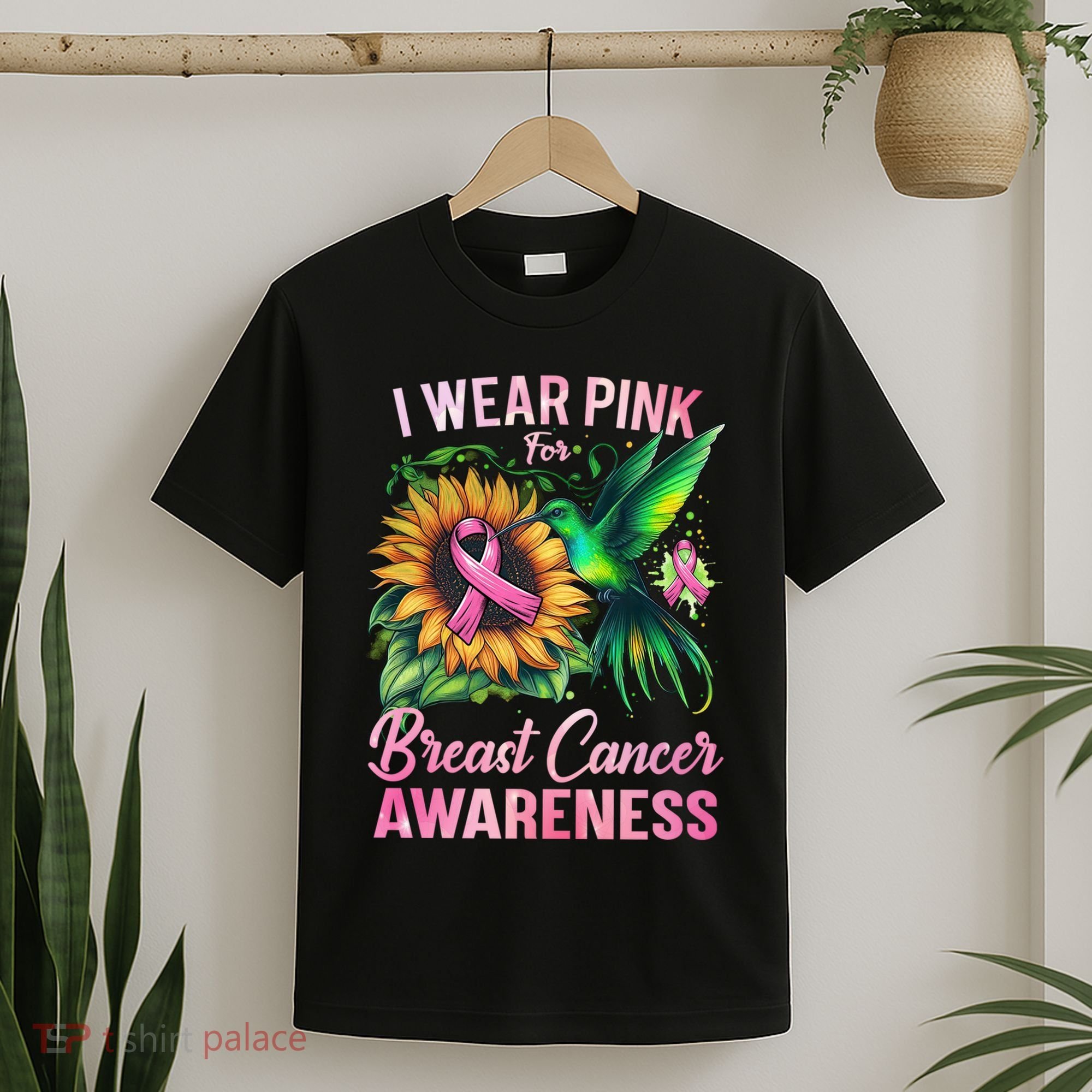 Breast Cancer Awareness Hummingbird Sunflower T-Shirt