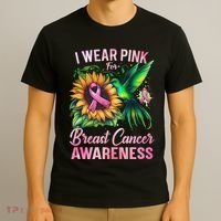 Breast Cancer Awareness Hummingbird Sunflower T-Shirt thumb 3