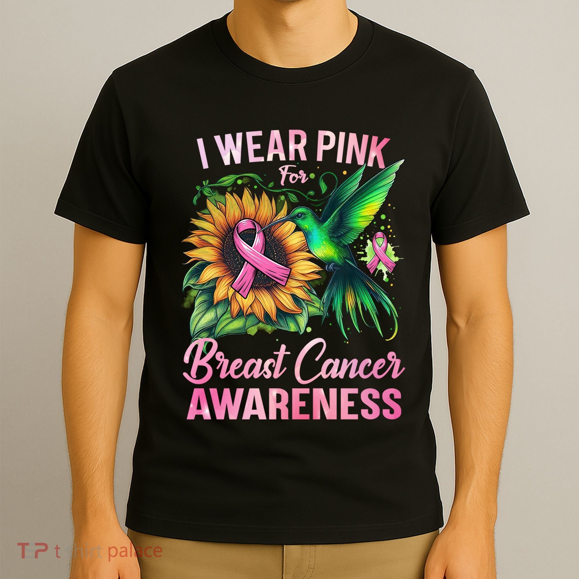 Breast Cancer Awareness Hummingbird Sunflower T-Shirt