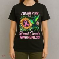 Breast Cancer Awareness Hummingbird Sunflower T-Shirt thumb 4