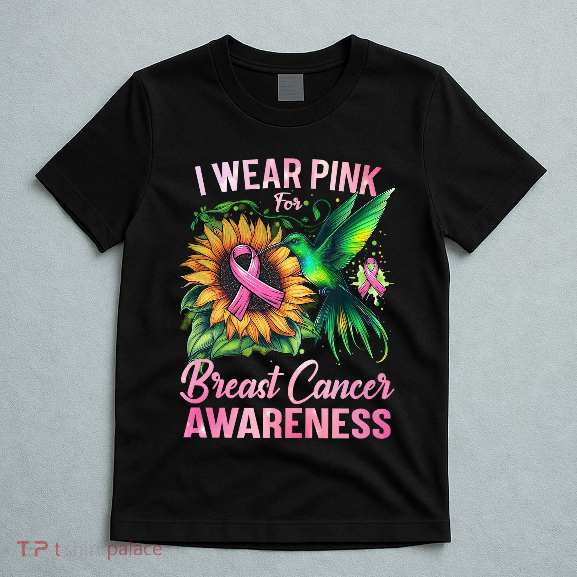 Breast Cancer Awareness Hummingbird Sunflower T-Shirt