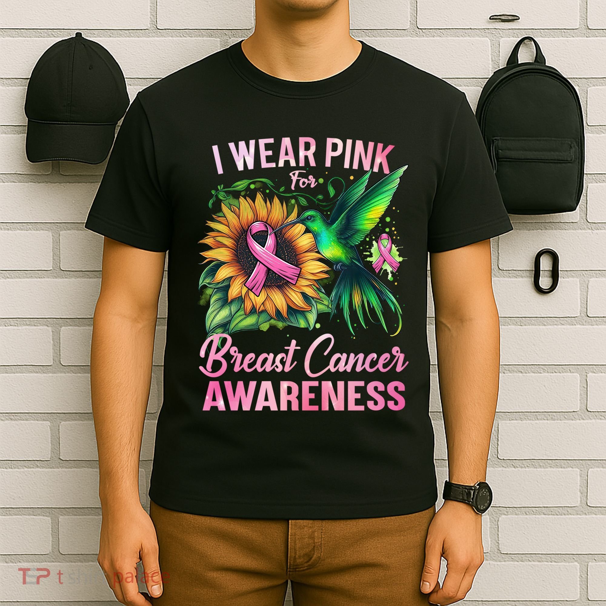 Breast Cancer Awareness Hummingbird Sunflower T-Shirt