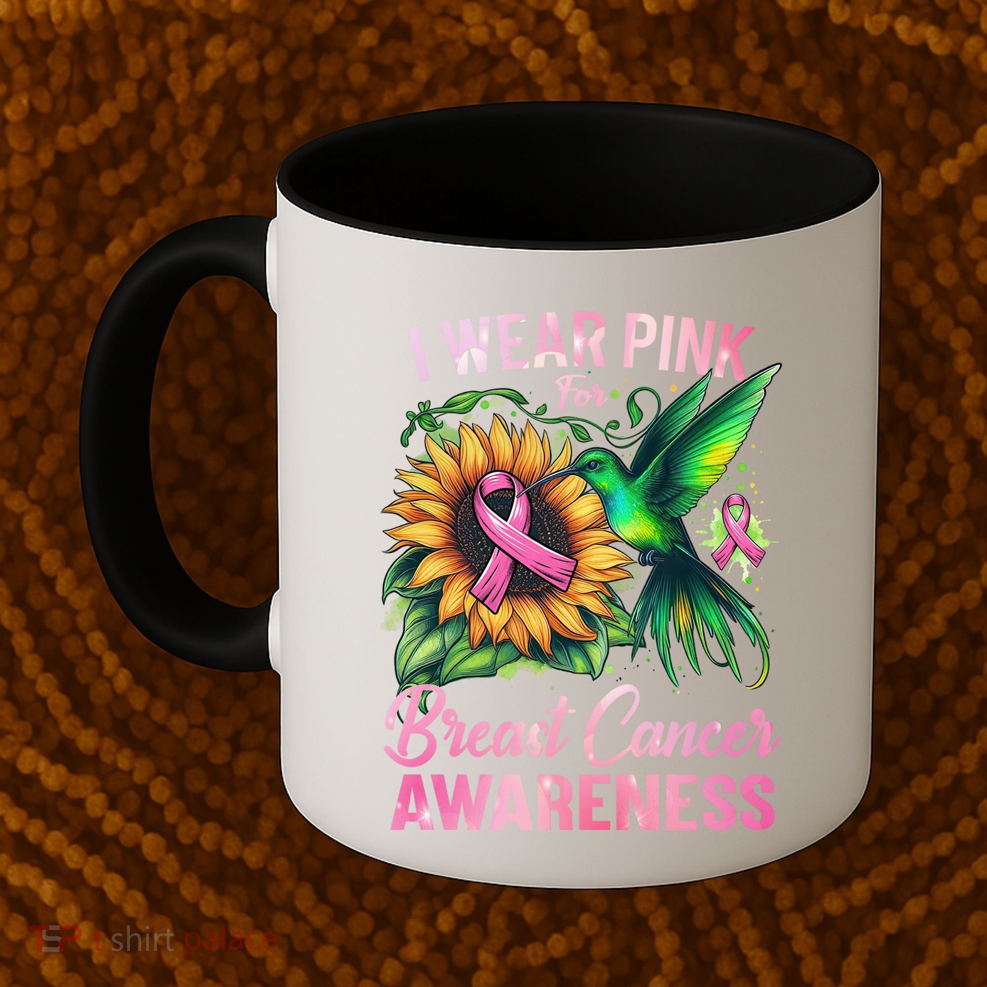 Breast Cancer Awareness Hummingbird Sunflower Coffee Mug