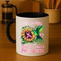 Breast Cancer Awareness Hummingbird Sunflower Coffee Mug thumb 4