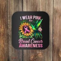 Breast Cancer Awareness Hummingbird Sunflower Coaster thumb 0