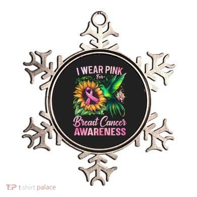 Breast Cancer Awareness Hummingbird Sunflower Ornament