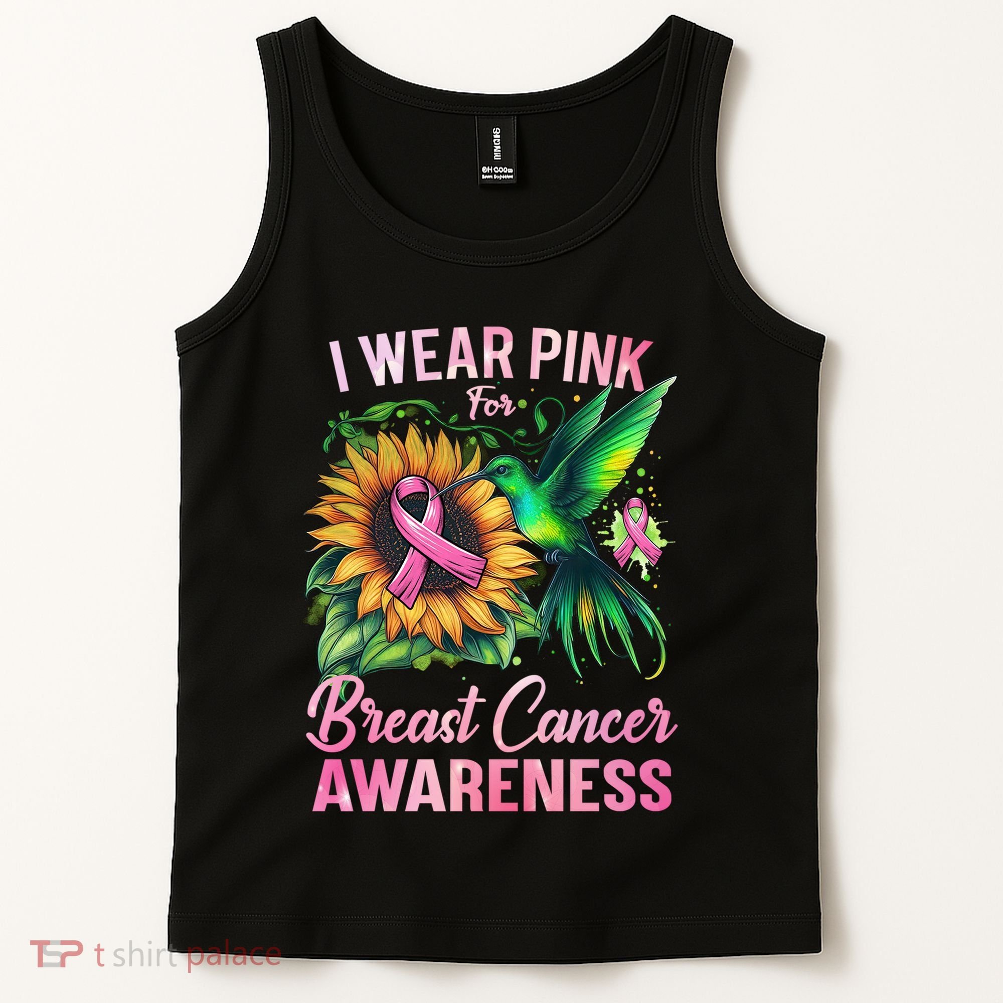 Breast Cancer Awareness Hummingbird Sunflower Tank Top