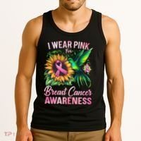 Breast Cancer Awareness Hummingbird Sunflower Tank Top thumb 3