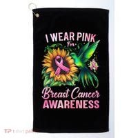 Breast Cancer Awareness Hummingbird Sunflower Golf Towel thumb 0