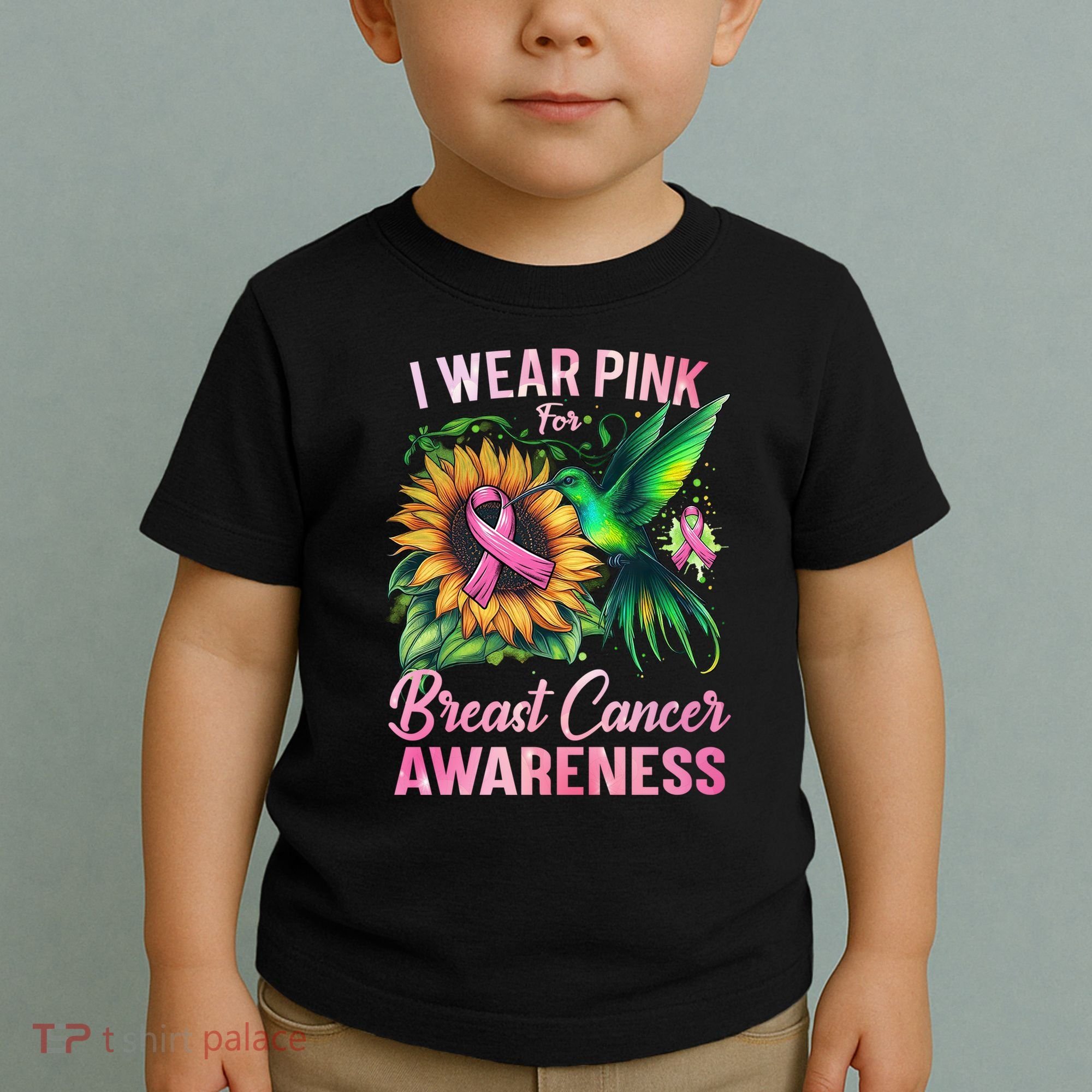 Breast Cancer Awareness Hummingbird Sunflower Toddler T-Shirt