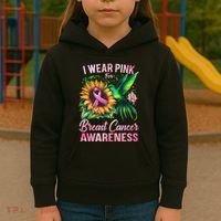 Breast Cancer Awareness Hummingbird Sunflower Kids Hoodie thumb 3