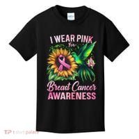 Breast Cancer Awareness Hummingbird Sunflower Kids T-Shirt thumb 0