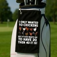 Best Chicken Art Poultry Themed Chicken Farmer Golf Towel thumb 2