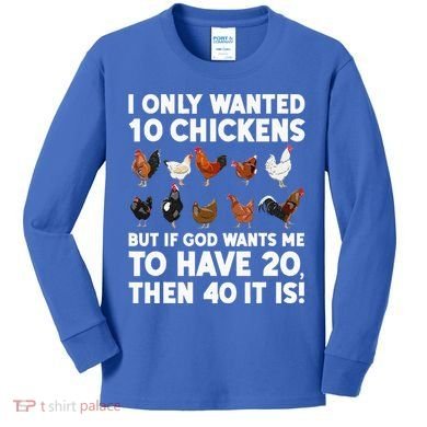 Best Chicken Art Poultry Themed Chicken Farmer Kids Long Sleeve Shirt