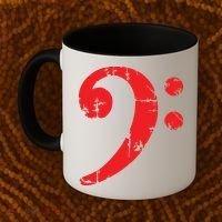 Bass Clef Antique Red Bass Players Coffee Mug thumb 2