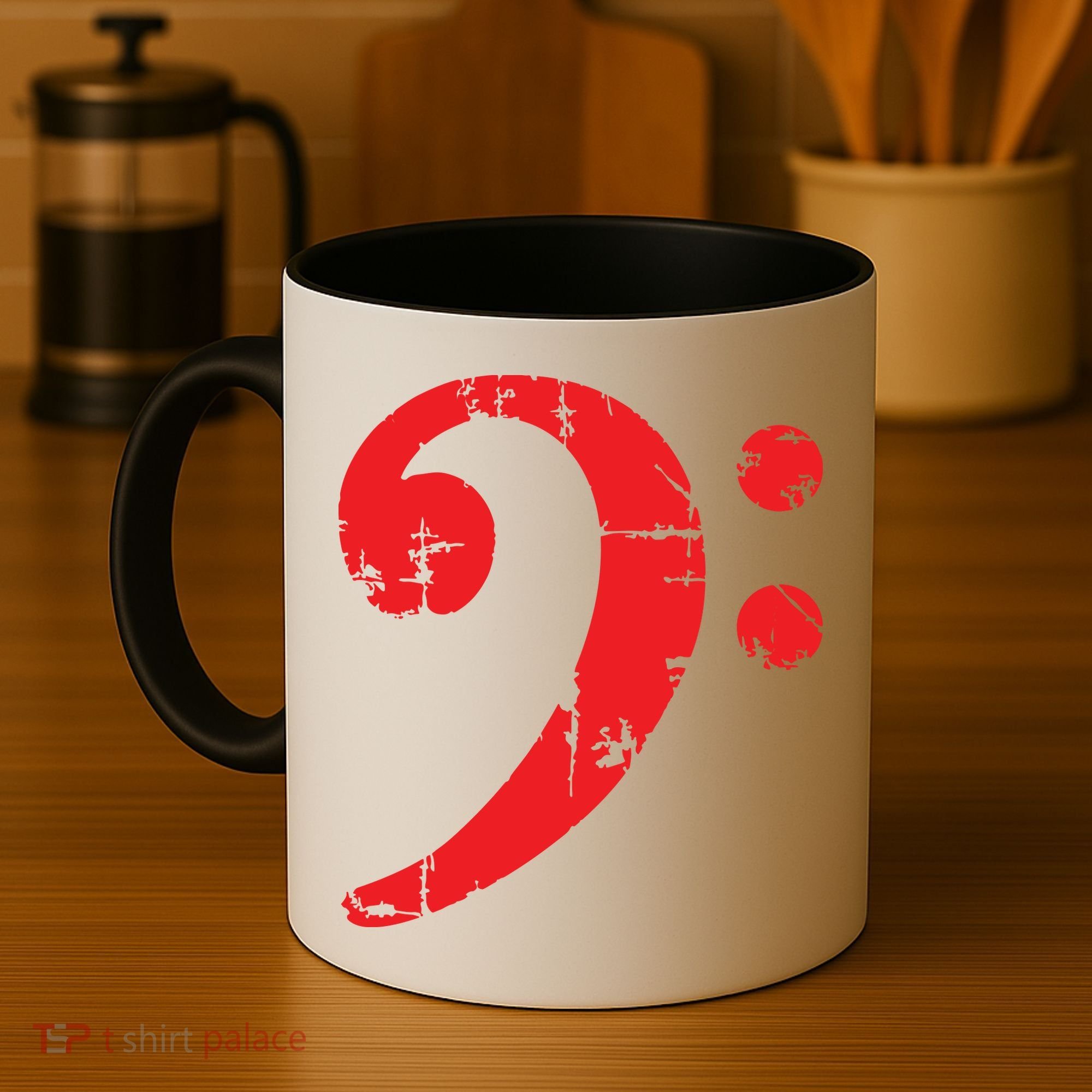 Bass Clef Antique Red Bass Players Coffee Mug