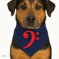 Bass Clef Antique Red Bass Players USA-Made Doggie Bandana thumb 1