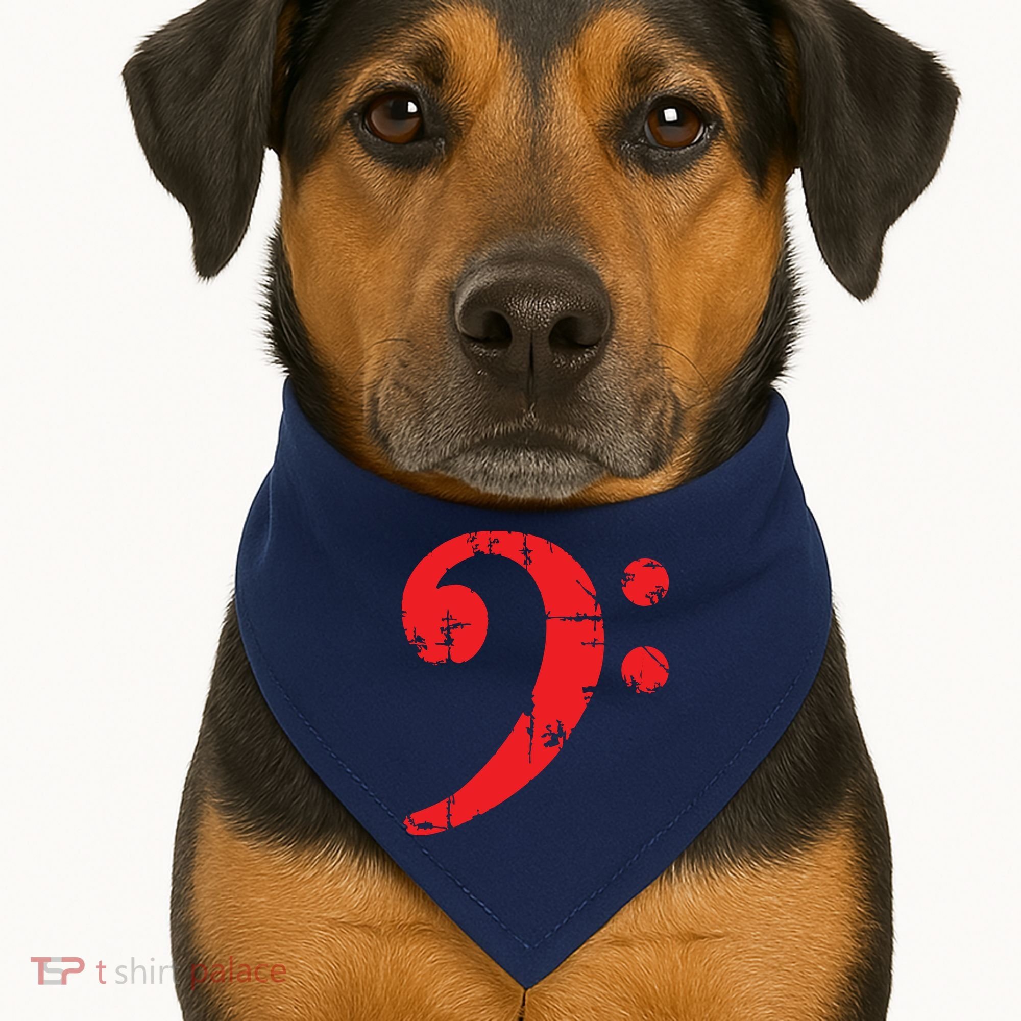 Bass Clef Antique Red Bass Players USA-Made Doggie Bandana
