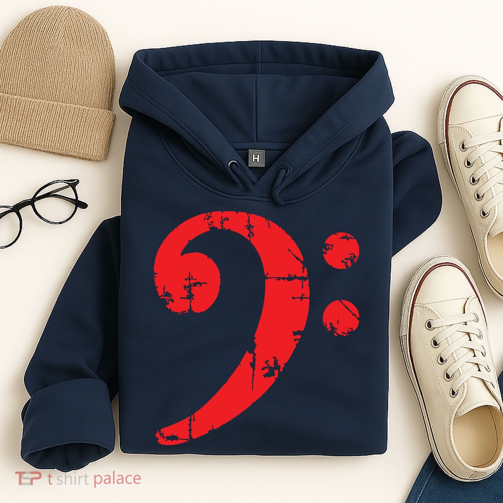 Bass Clef Antique Red Bass Players Hoodie
