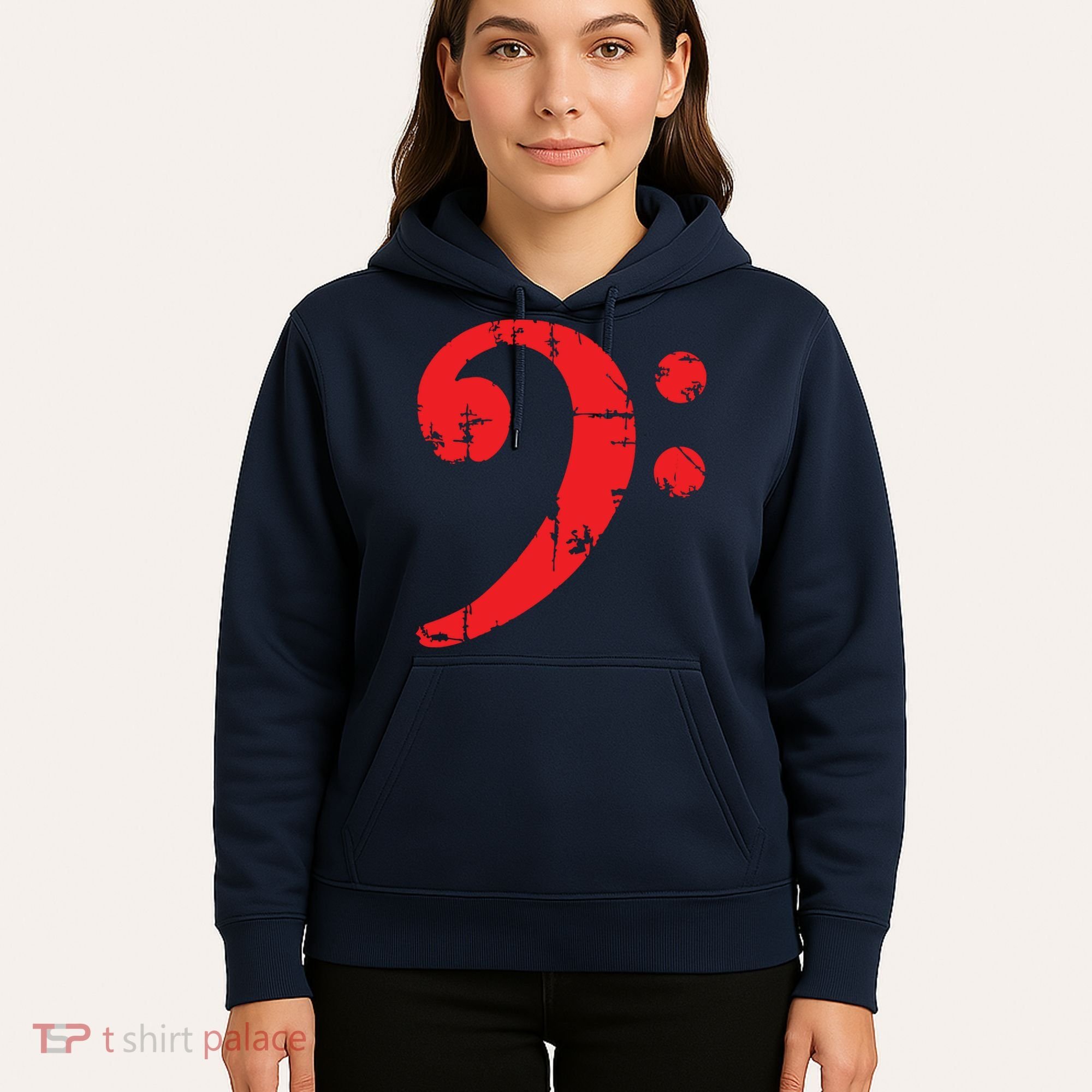 Bass Clef Antique Red Bass Players Hoodie