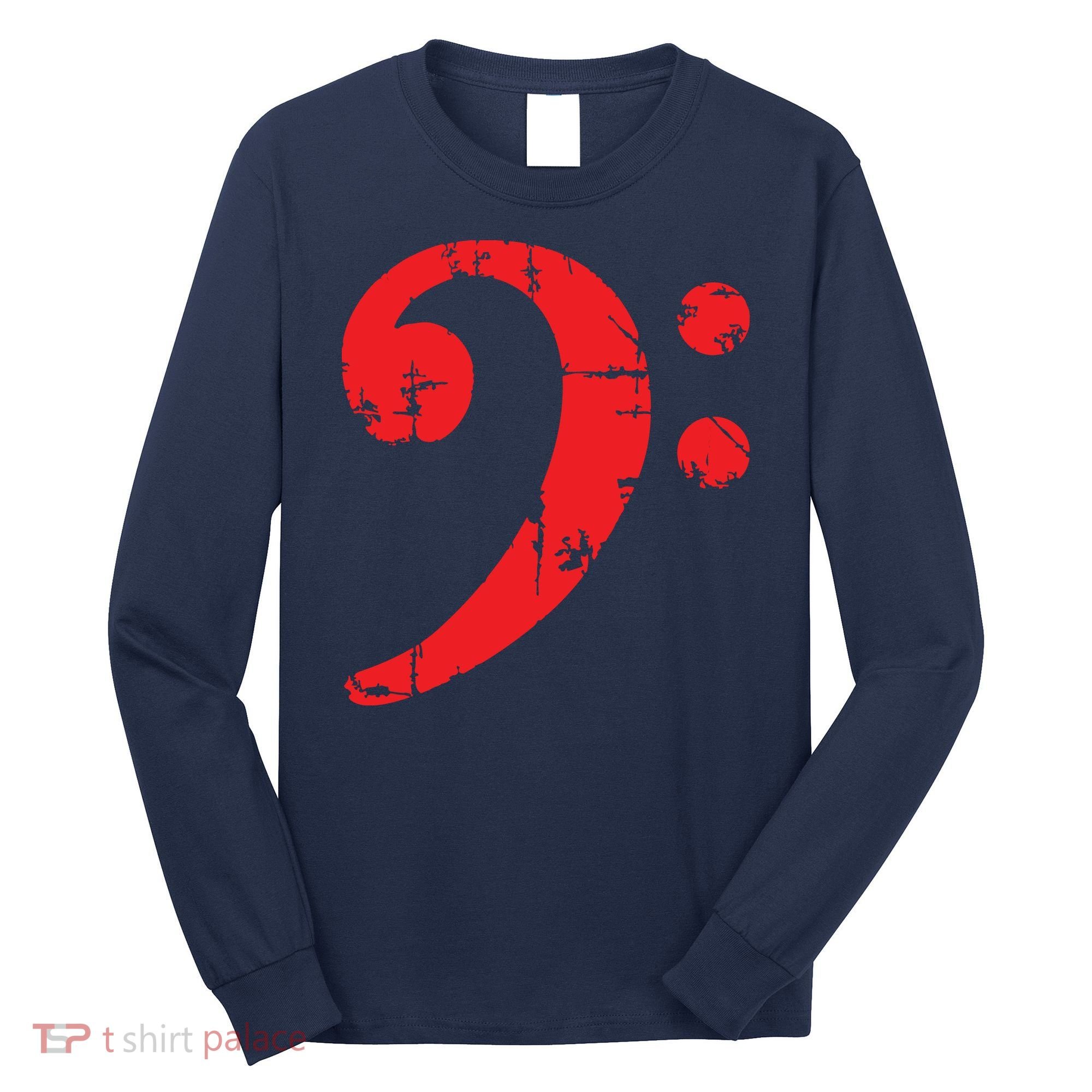 Bass Clef Antique Red Bass Players Long Sleeve Shirt