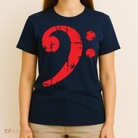 Bass Clef Antique Red Bass Players T-Shirt thumb 4