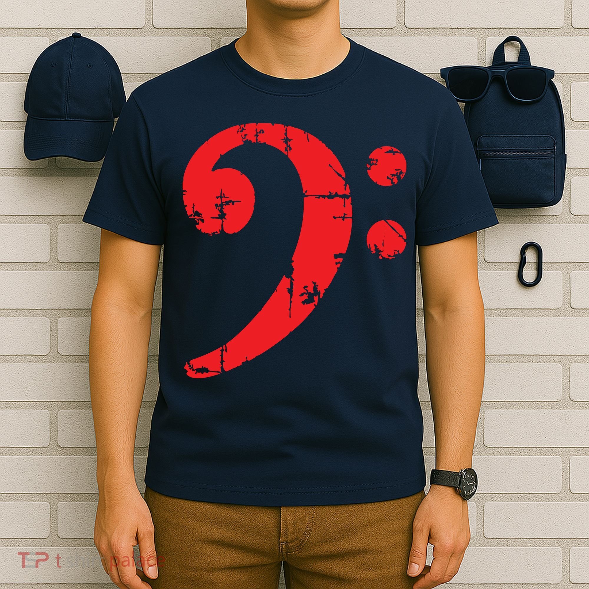 Bass Clef Antique Red Bass Players T-Shirt