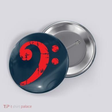 Bass Clef Antique Red Bass Players Button