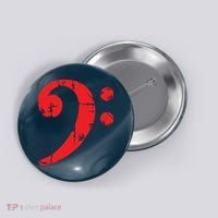 Bass Clef Antique Red Bass Players Button thumb 0