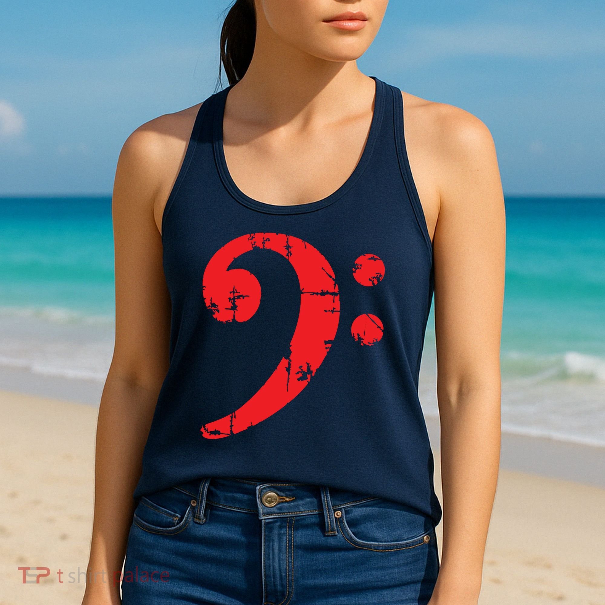 Bass Clef Antique Red Bass Players Women's Tank Top