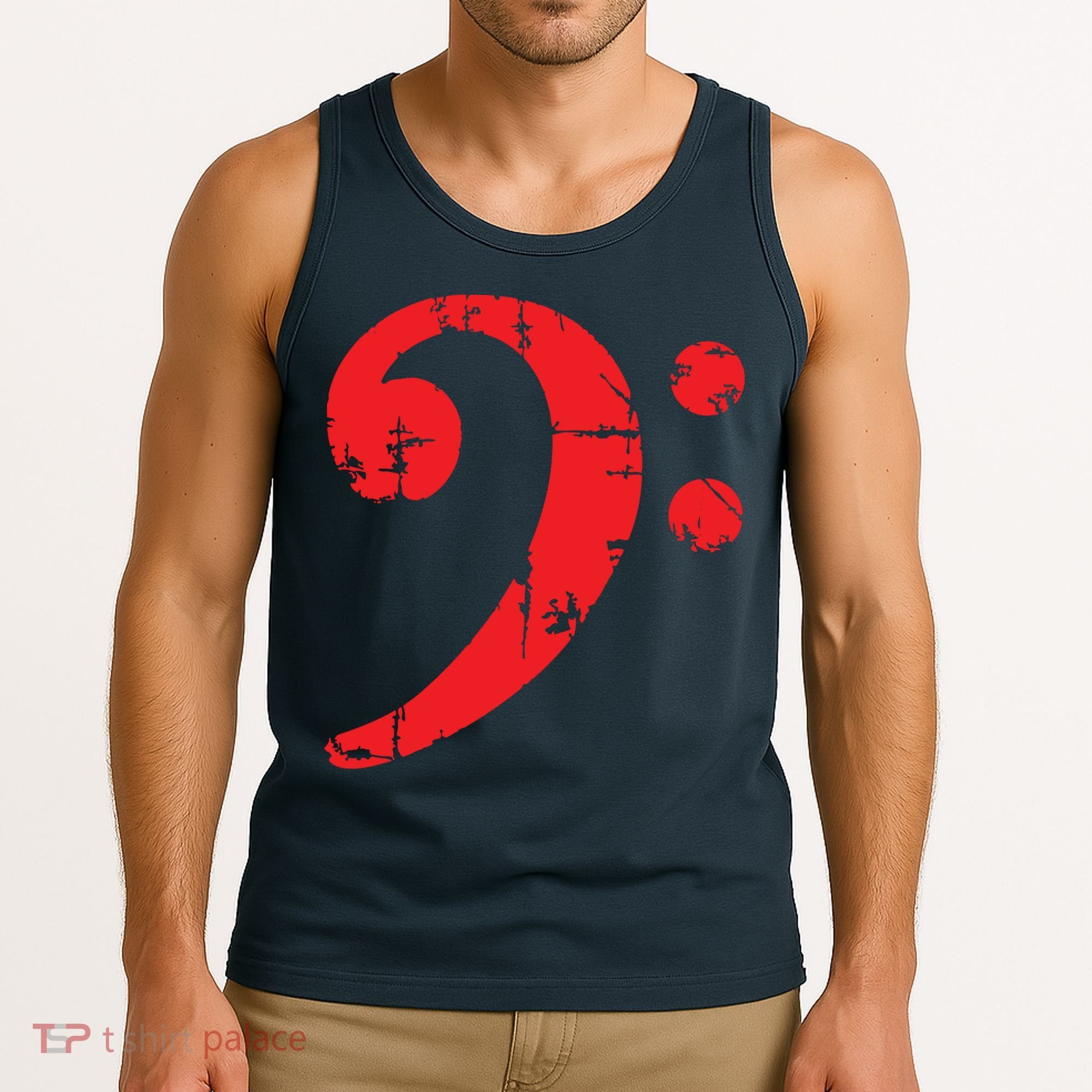 Bass Clef Antique Red Bass Players Tank Top