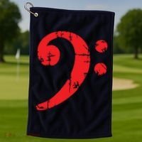 Bass Clef Antique Red Bass Players Golf Towel thumb 1