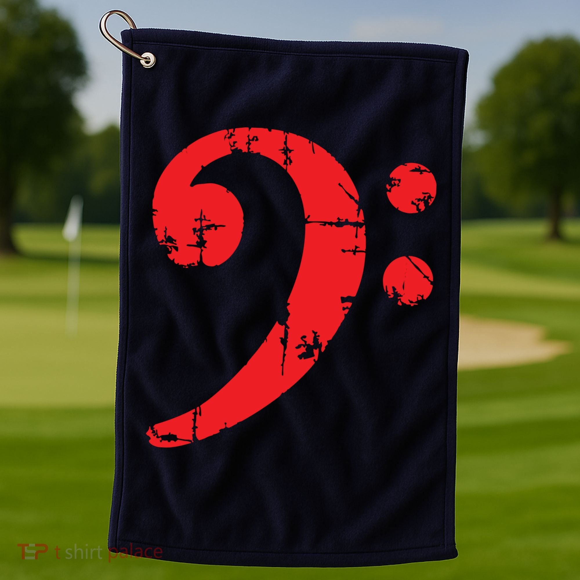 Bass Clef Antique Red Bass Players Golf Towel