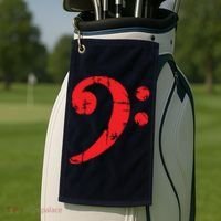 Bass Clef Antique Red Bass Players Golf Towel thumb 2