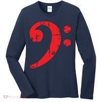Bass Clef Antique Red Bass Players Women's Long Sleeve Shirt thumb 0