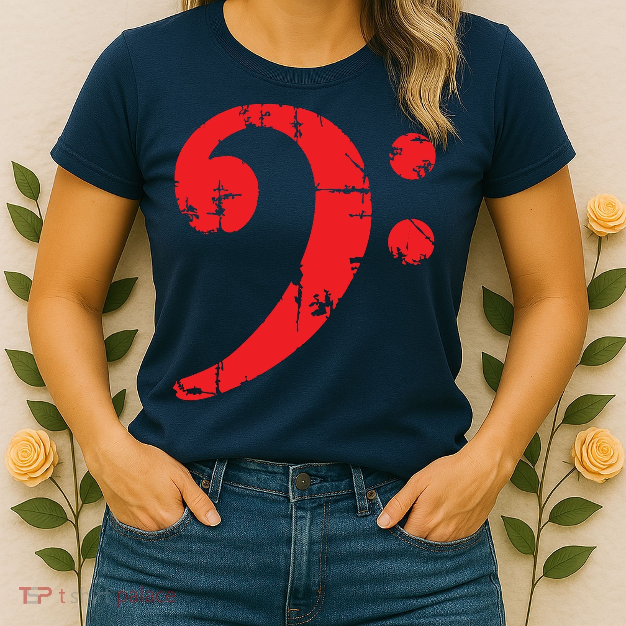 Bass Clef Antique Red Bass Players Women's T-Shirt