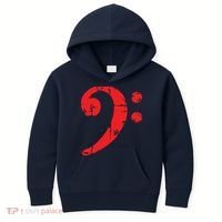 Bass Clef Antique Red Bass Players Kids Hoodie thumb 0