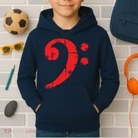 Bass Clef Antique Red Bass Players Kids Hoodie thumb 2