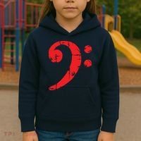 Bass Clef Antique Red Bass Players Kids Hoodie thumb 3