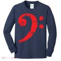 Bass Clef Antique Red Bass Players Kids Long Sleeve Shirt thumb 0