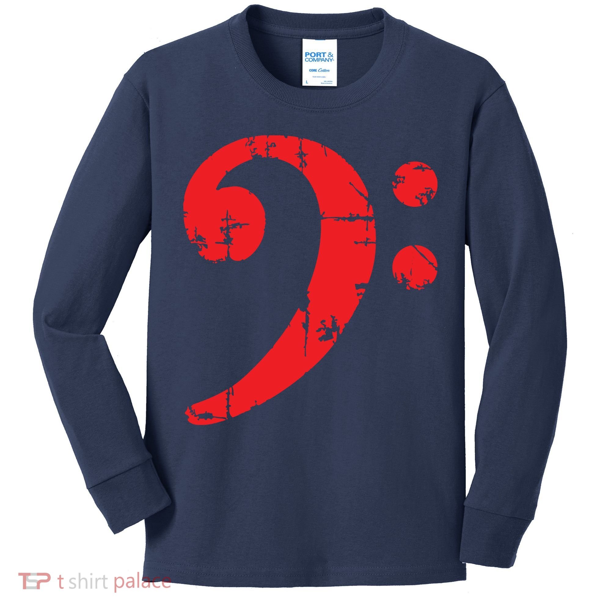 Bass Clef Antique Red Bass Players Kids Long Sleeve Shirt