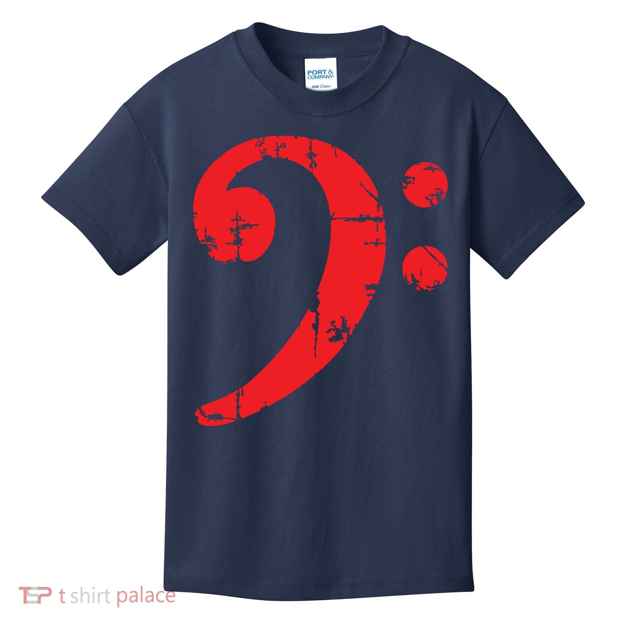 Bass Clef Antique Red Bass Players Kids T-Shirt