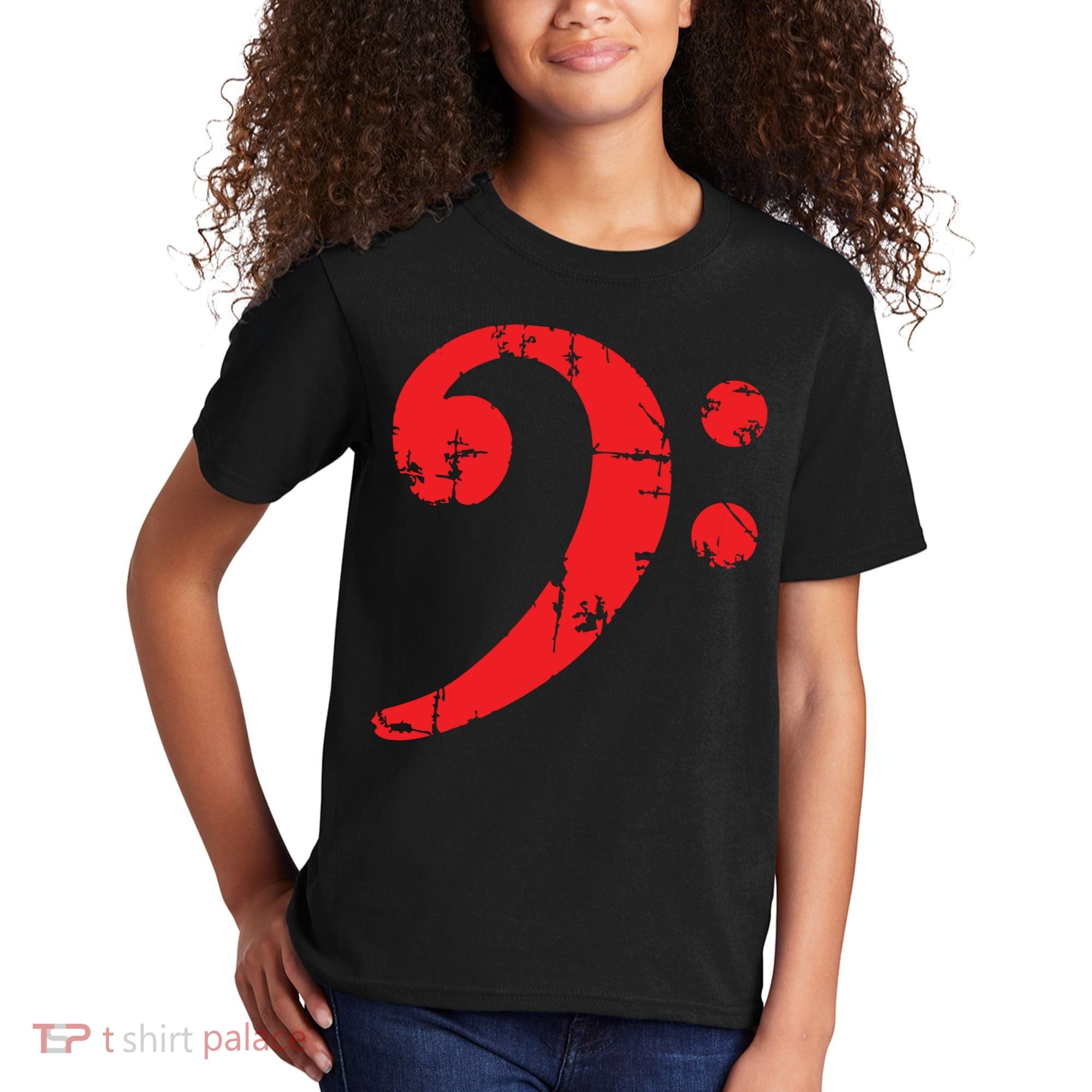 Bass Clef Antique Red Bass Players Kids T-Shirt