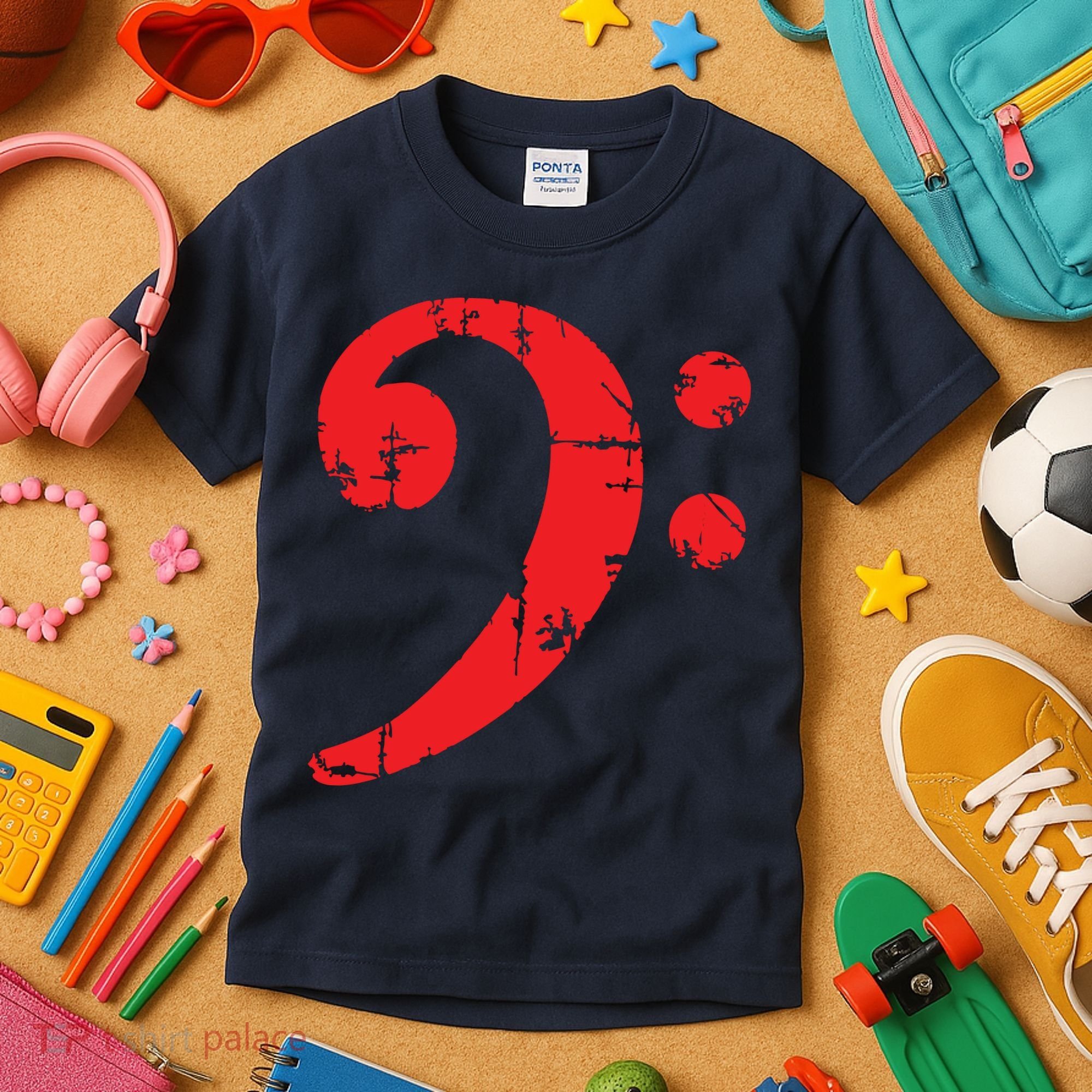 Bass Clef Antique Red Bass Players Kids T-Shirt