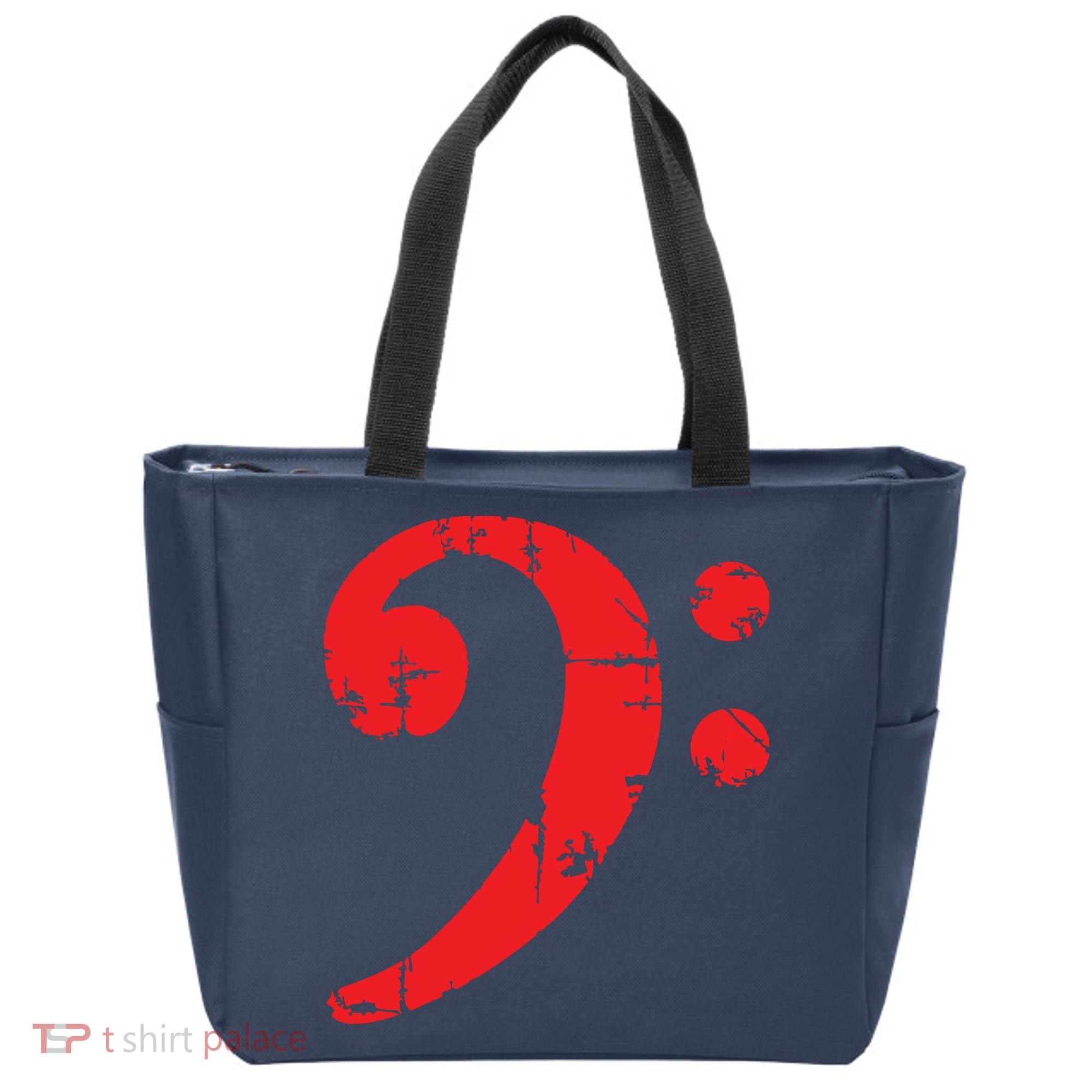 Bass Clef Antique Red Bass Players Tote Bag